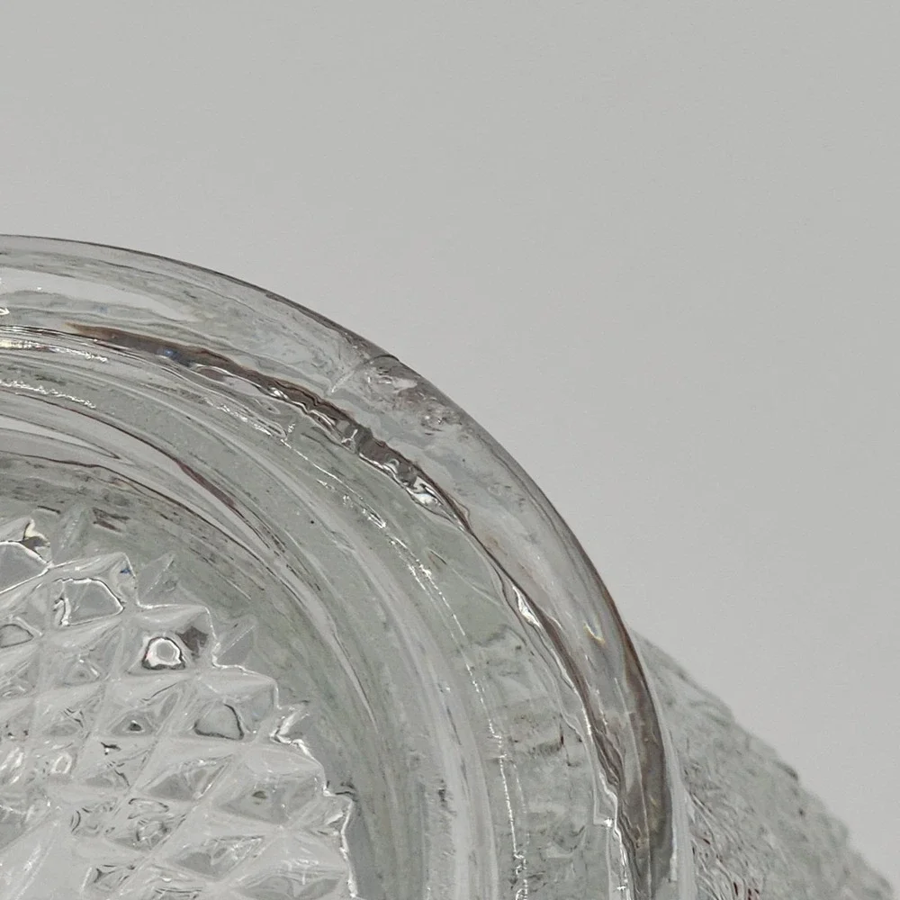 Vintage KIG Clear Pressed Glass Starburst & Geometric Panel Votive Candle Holder
